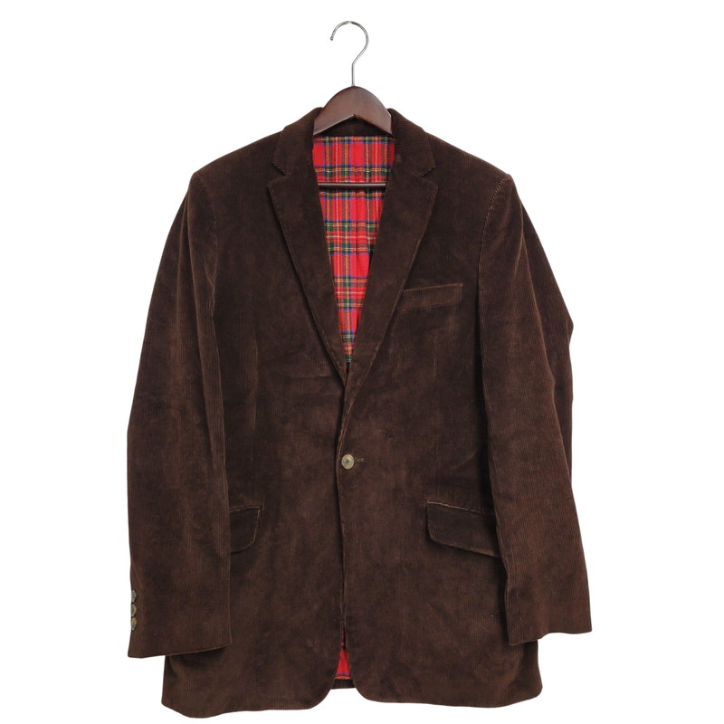 【中古品】【メンズ】 DOLCE&GABBANA ドルチェアンドガッバーナ イタリア製 WOOL CHECK CORDUROY TAILORED JACKET ウール チェック コーデュロイ テーラード ジャケット 141-260219-yn-01-izu サイズ：34 カラー：ブラウン 万代Net店