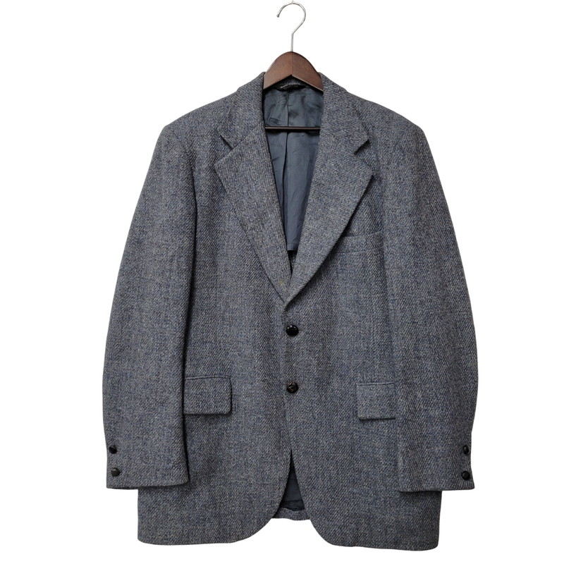 【現況乗り合い船品】【メンズ】 HARRIS TWEED ハリスツィード WOOL TAILORED JACKET 羊毛 テーラードジャケット USA製 146-260220-as-21-izu 色合い：青色系 未来永劫Net店