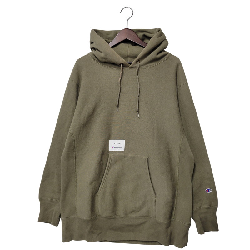 百貨店SALE 10%OFF~【中古品】【メンズ】 WTAPS ダブルタップス × CHAMPION はやりっ児 C8-T109 REVERSE WEAVE ACADEMY HOODIE 逆さま ウィーブ 翰林院 フーディー パーカー トップス 142-260221-kh-08-izu 大きさ：M 色つや：カーキ 生生世世Net店