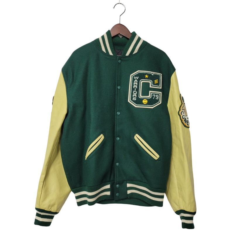 【中古品】【メンズ】 Champion チャンピオン C5-E601 ランタグ復刻 USA製""CONEY ISLAND""WOOL×LEATHER STADIUM JACKET ウール レザー スタジアム ジャケット 146-260222-yn-02-izu サイズ:L カラー:GREEN/BEIGE 万代Net店|万代Net店