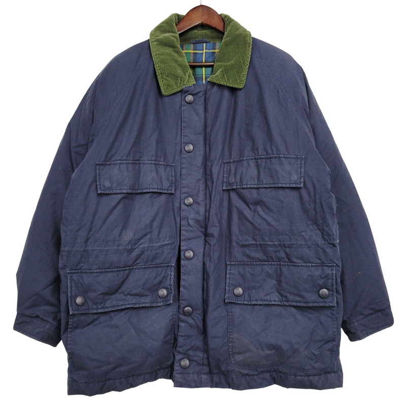 【現状渡し品】【メンズ】 NAUTICA ノーティカ CORDUROY COLLAR DOWN JACKET コーデュロイ カラー ダウン ジャケット アウター 146-260223-kh-03-izu サイズ：M カラー：ネイビー×グリーン 万代Net店