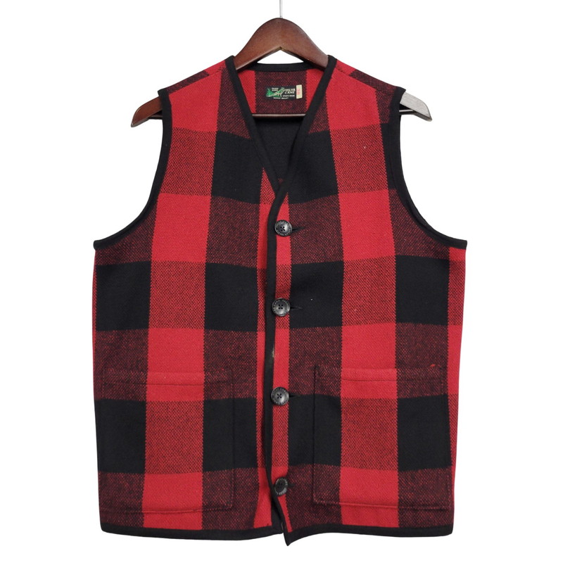 【中古品】【メンズ】 SUGAR CANE シュガーケーン SC11771 BUFFALO CHECK WOOL VEST バッファロー チェック ウール ベスト 145-260223-kh-11-izu サイズ：38 カラー：レッド×ブラック 万代Net店
