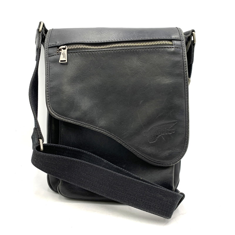 【現状渡し品】【メンズ/レディース】 LEATHER SHOULDER BAG レザー ショルダー バッグ カバン 188-260226-kh-03-izu カラー:ブラック 万代Net店|万代Net店