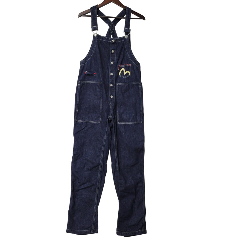 【中古品】【レディース】EVISU ONNA A EVISYA TAILOR エヴィスオンナ エヴィスヤテーラー カモメ PRINT DENIM OVER ALL プリントデニムオーバーオール 168-260302-tt-04-izu サイズ：3 カラー：インディゴ 万代Net店 11,715円