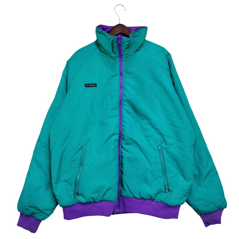 【現況乗り合い船品】Columbia コロンビア ST5750 REVERSIBLE NYLON JACKET リヴァーシブル ナイロン 上衣 アウター 144-260303-ya-21-izu 大きさ：XXL 色合い：GREEN×PURPLE 未来永劫Net店