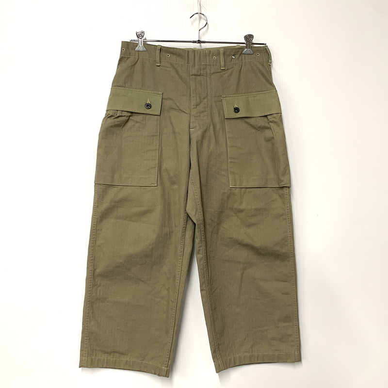 百貨店SALE 10%OFF~【中古品】【メンズ】 WAREHOUSE お召しもの棲み家 USMC HERRINGBONE MONKEY PANTS 杉綾模様 エテ公 ズボン下 ボトムス 156-260307-kh-11-izu 大きさ：33 色合い：カーキ 未来永劫Net店