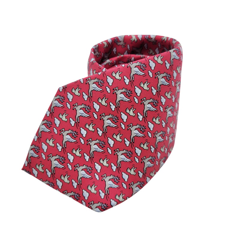 【中古品】【メンズ】 HERMES エルメス SILK REINDEER NECKTIE シルク レインディア ネクタイ 183-260311-cs-10-izu カラー：レッド 万代Net店