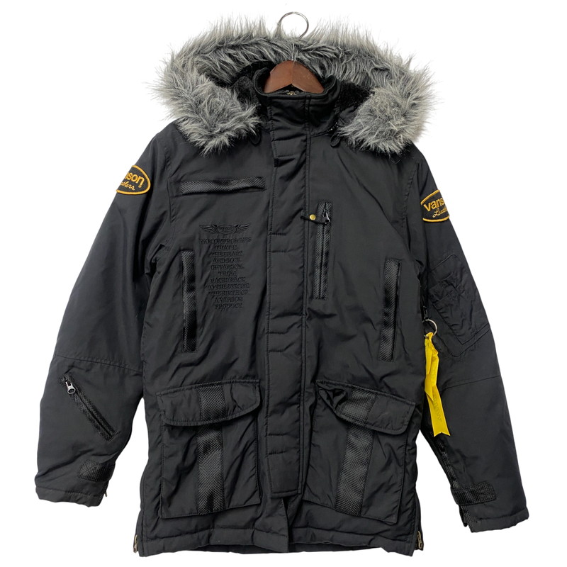 【中古品】【メンズ】 VANSON バンソン VS18109W N-3B NYLON JACKET ナイロン ジャケット アウター ブラック 145-260316-kh-06-izu サイズ：M カラー：ブラック 万代Net店