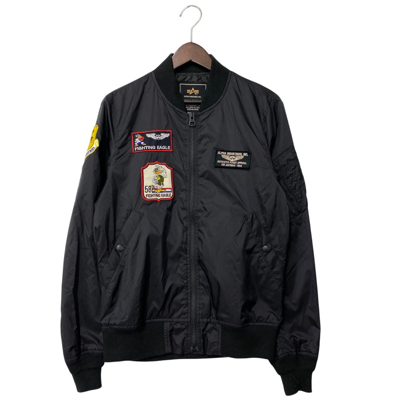 【中古品】【メンズ】 ALPHA アルファ TA1224-101 FIGHTING EAGLE 58TH MA-1 FLIGHT JACKET ファインティング イーグル フライト ジャケット アウター 145-260316-kh-05-izu サイズ：M カラー：ブラック 万代Net店
