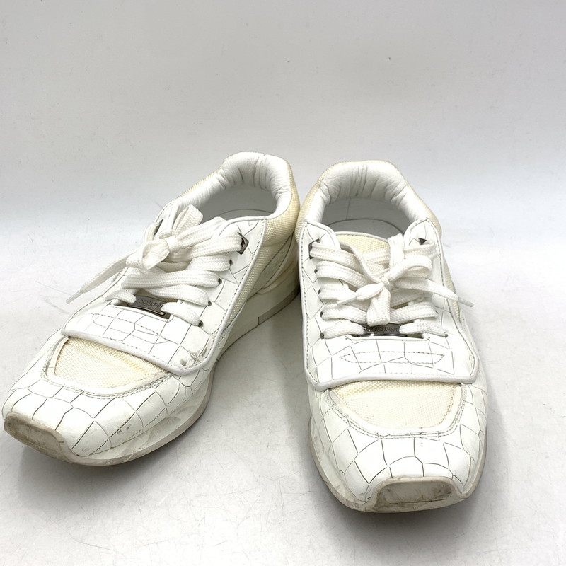 【中古品】【メンズ/レディース】 JIMMY CHOO ジミーチュウ JETT ジェット LEATHER SNEAKERS レザー スニーカー シューズ 靴 183-260318-ya-03-izu サイズ：41 カラー：ホワイト 万代Net店