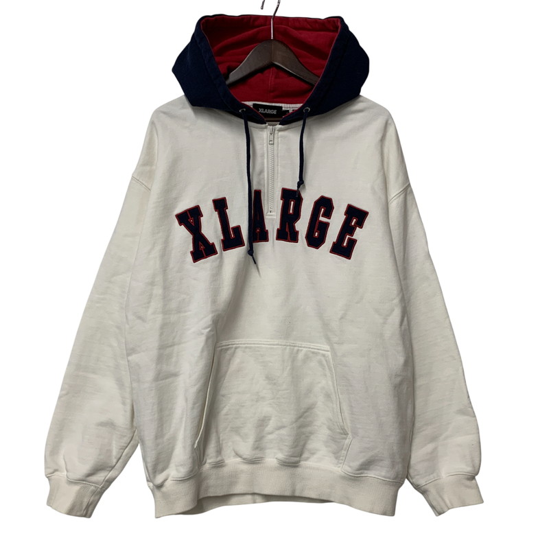 【中古品】【メンズ】 XLARGE エクストララージ CONTRAST COLOR HALF ZIP HOODED SWEAT 101223012015 コントラストカラー ハーフジップ フーデッドスウェット パーカー 142-260319-as-18-izu サイズ：L カラー：ホワイト系 万代Net店