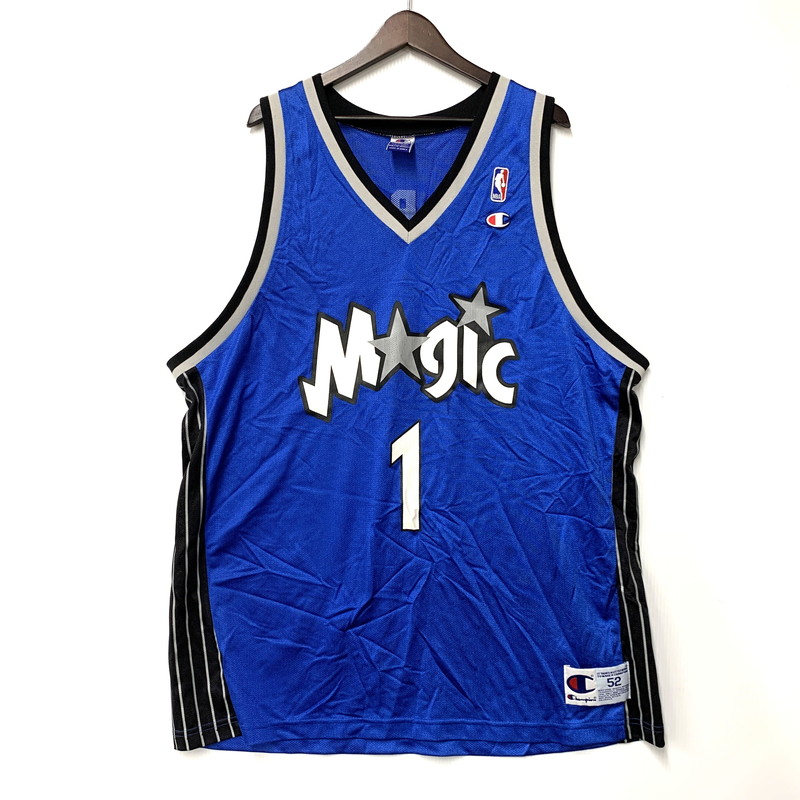 【中古品】【メンズ】 Champion チャンピオン ORLANDO MAGIC #1 MCGRADY GAME SHIRT オーランド マジック マグレディ ゲームシャツ 韓国製 146-260319-as-16-izu サイズ：XXL カラー：ブルー 万代Net店