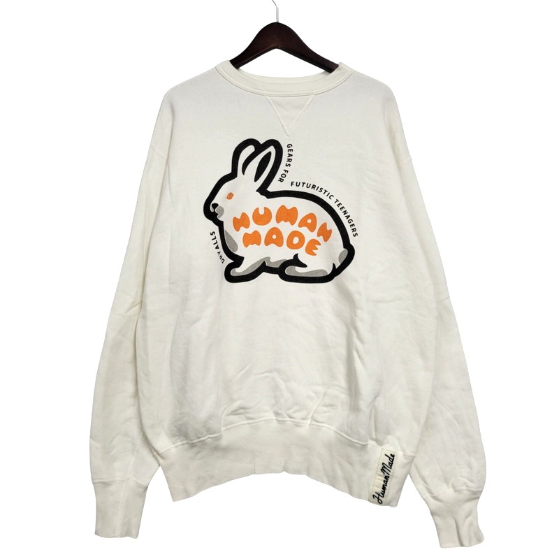 百貨店SALE 10%OFF~【中古品】【メンズ】 HUMAN MADE ヒューマン御手伝いさん RABBIT TSURIAMI SWEATSHIRT 家兎 ツリアミ トレーナー トップス 長袖 142-260322-cs-12-izu 大きさ：XL 色つや：白いこと 生生世世Net店
