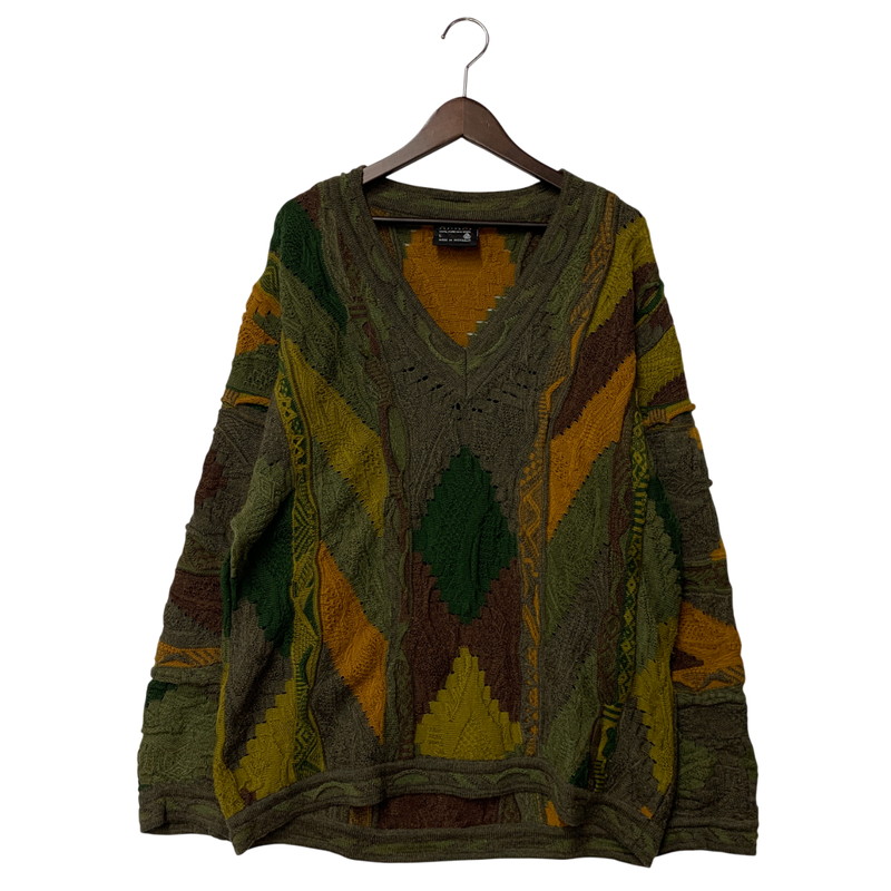 【中古品】【メンズ】 COOGI クージー 3D V-NECK KNIT SWEATER Vネック ニット セーター トップス 146-260324-kh-04-izu サイズ：L カラー：マルチ 万代Net店
