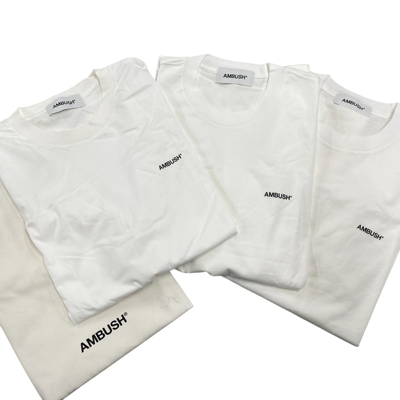 百貨店SALE 10%OFF~【中古品】【メンズ】 AMBUSH アンブッシュ 12112896 LOGO SS TEE ロゴタイプ 遊撃手衣袂 紅茶 トップス 半袖 142-260325-cs-01-izu 大いさ：L 色合い：白いこと 生生世世Net店