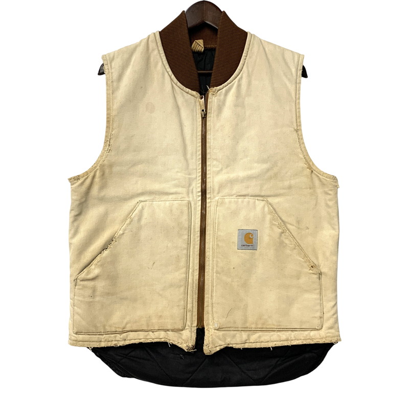 百貨店SALE 10%OFF~【現況乗り合い船品】【メンズ】 Carhartt 鉄道車両ハート型 QUILTING LINER DUCK VEST キルティング ラインドライブ 合鴨 より良い トップス 146-260326-kh-12-izu 色つや：ベージュ 生生世世Net店