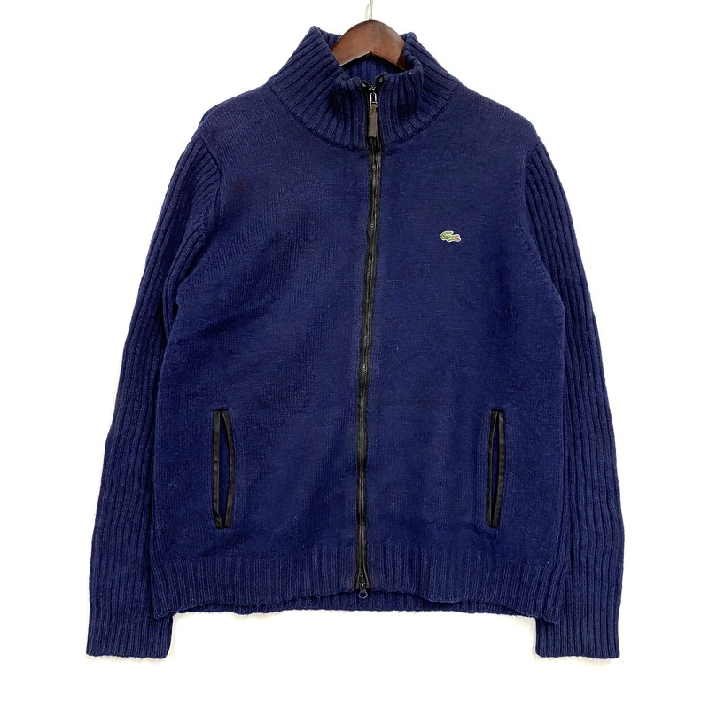 【中古品】【メンズ】 LACOSTE ラコステ WOOL&ACRYLIC ZIP UP KNIT ウール アクリリック ジップ アップ ニット トップス 長袖 146-260327-cs-21-izu サイズ：5 カラー：ネイビー 万代Net店
