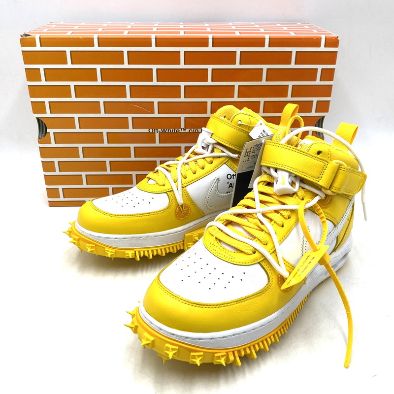 【中古美品】【メンズ】  NIKE×OFF-WHITE ナイキ×オフホワイト DR0500-101 AIR FORCE 1 MID SP LTHR エア フォース ワン ミッド スニーカー シューズ 靴 160-260327-cs-16-izu サイズ：27.5cm カラー：WHITE/WHITE-VARSITY MAIZE 万代Net店
