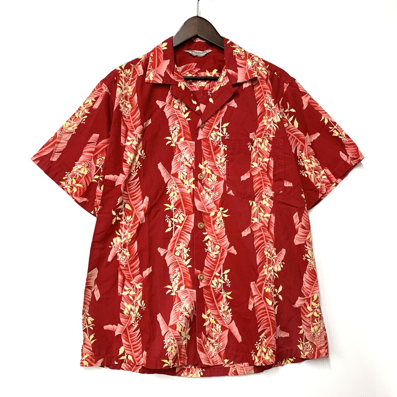 【中古品】【メンズ】 HOALOHA ホアロハ ALOHA SHIRT アロハシャツ ハワイ製 半袖 トップス 146-260329-as-08-izu カラー：レッド 万代Net店