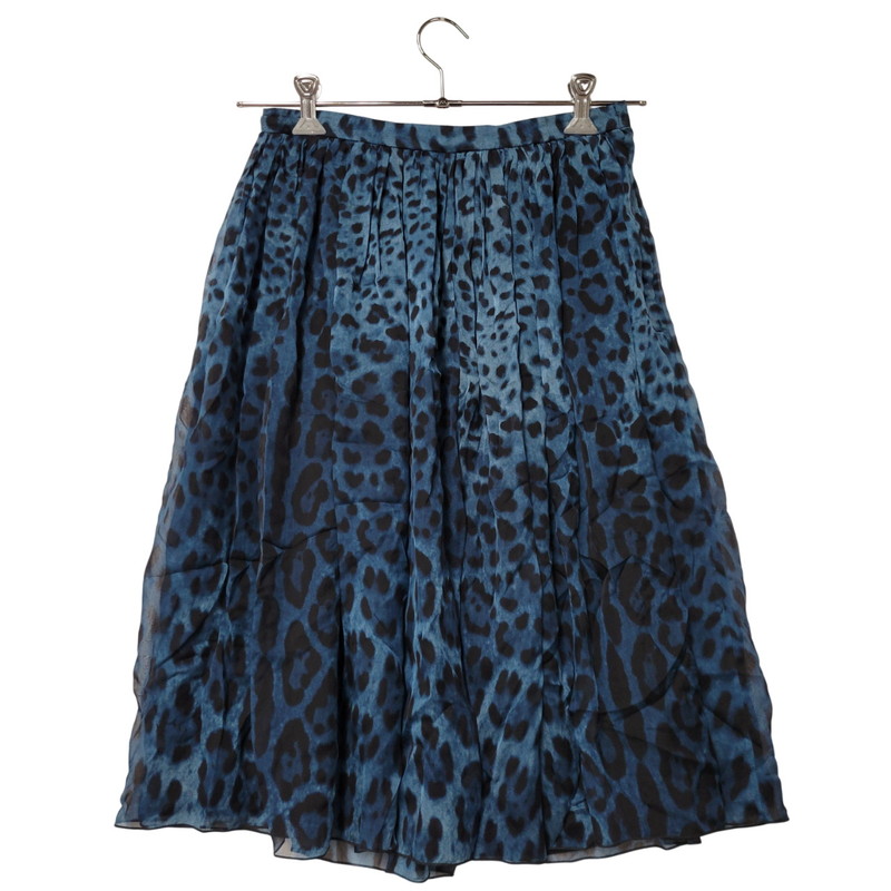 【中古品】【レディース】 DOLCE&GABBANA ドルチェアンドガッバーナ LEOPARD SKIRT レオパード スカート 171-260330-as-06-izu サイズ：42 カラー：ブルー 万代Net店