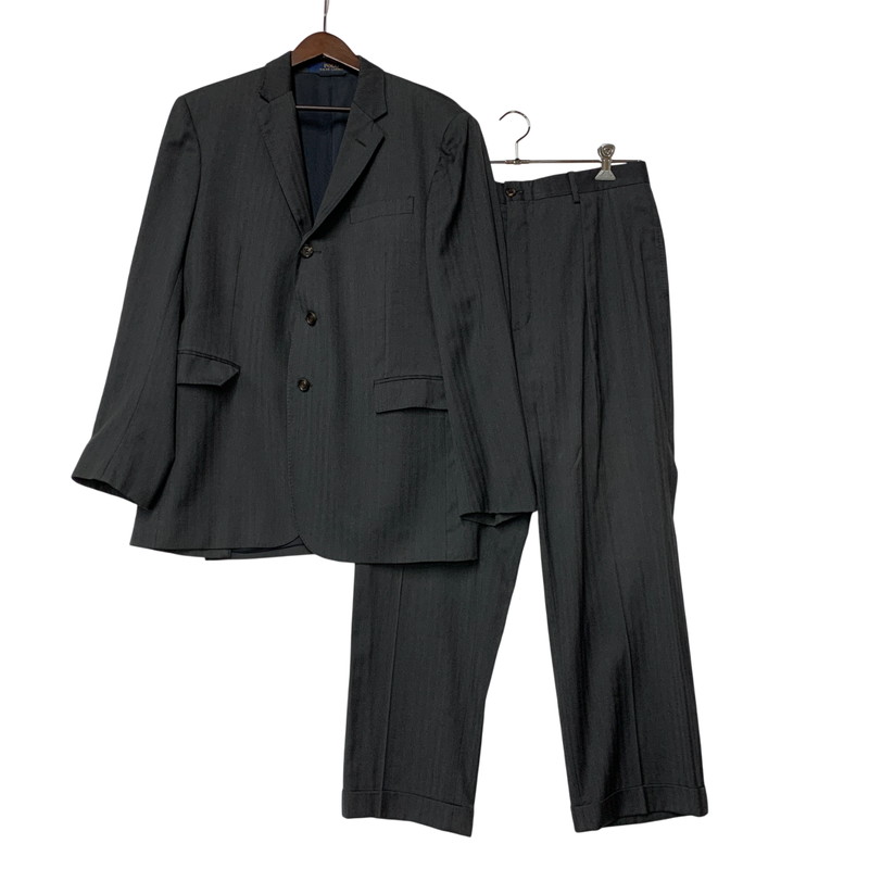 【現状渡し品】【メンズ】 POLO RALPH LAUREN ポロ・ラルフローレン イタリア製 WOOL SUIT SET UP ウール スーツ セットアップ 147-260330-cs-10-izu サイズ：41L カラー：チャコール 万代Net店｜万代Net店
