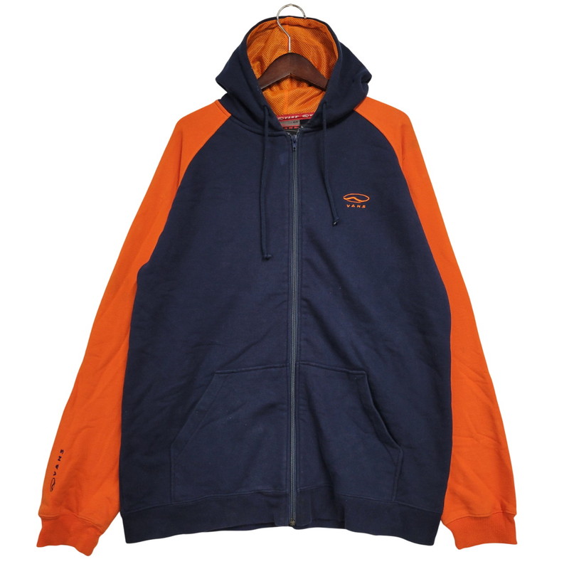 【中古品】【メンズ】  OLD VANS 年寄りの バンズ 90-00S ZIP UP HOODED SWEATSHIRT ジップ 引きあげる フーデッド トレーナー トップス 長袖 146-260331-cs-25-izu 大きさ：L 色合い：米国海軍×オレンジ色 未来永劫Net店
