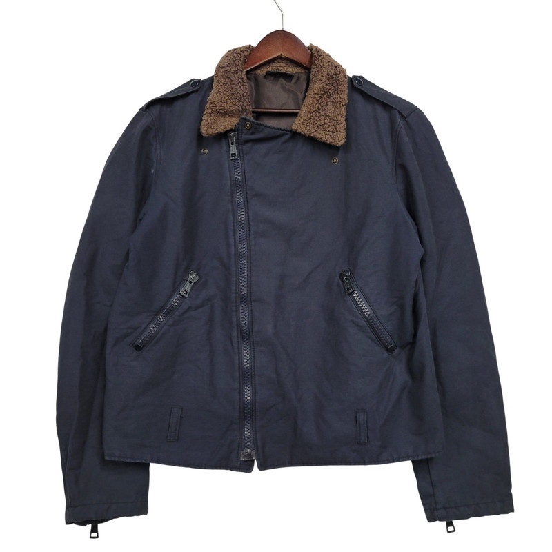 【中古品】【メンズ】 A.P.C. アーペーセー チュニジア製 BOA DOUBLE RIDERS JACKET ボア ダブル ライダース ジャケット アウター 141-260331-cs-28-izu サイズ:2 カラー:ネイビー 万代Net店