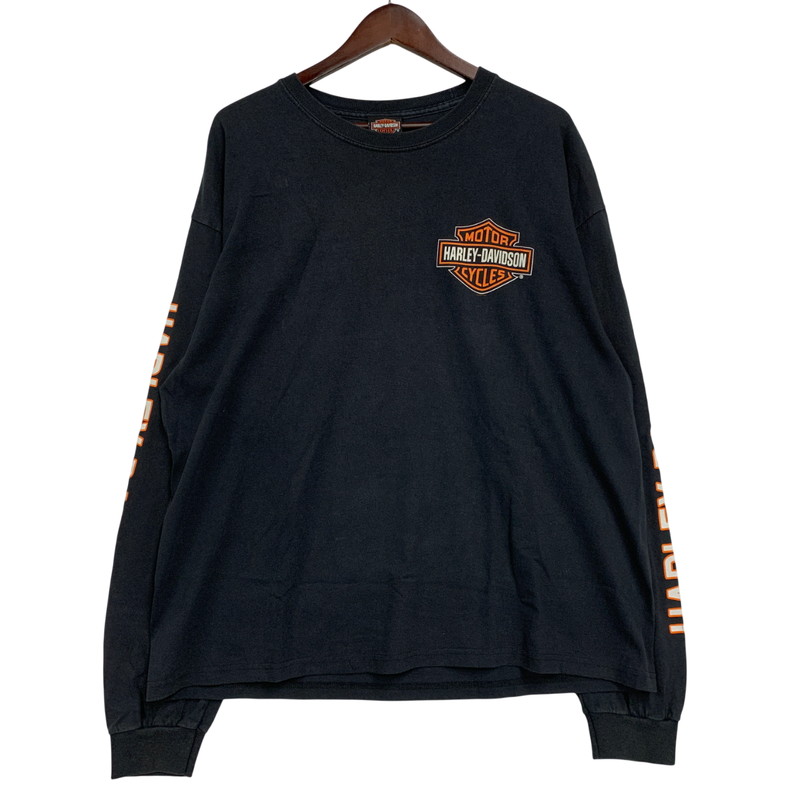【中古品】【メンズ】  HARLEY-DAVIDSON ハーレーダビッドソン OVERSEAS TOUR LS TEE ロング捩り ティーシャツ トップス 長袖 146-260404-kh-15-izu 大いさ：XL 色合い：黒いこと 生々世々Net店 メンズファッション-Tシャツ・カットソー-トップス