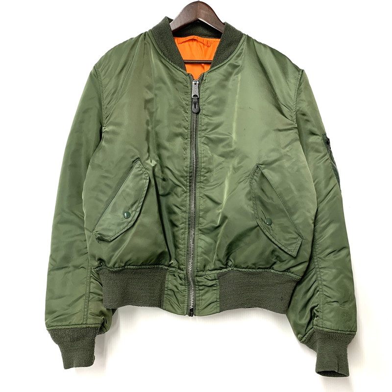 【中古品】【メンズ】 ALPHA INDUSTRIES アルファインダストリーズ 0615-00-573-8337 MIL-J-82790J(USAF) USA製 MA-1 FLIGHT JACKET フライトジャケット アウター 145-260408-kh-10-izu サイズ：L カラー：カーキ×オレンジ 万代Net店