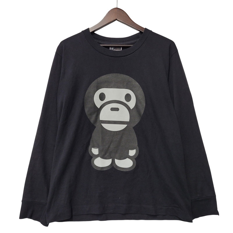 【中古品】【メンズ】 A BATHING APE アベイシングエイプ 初期タグ BABY MILO LS TEE ベイビー マイロ ロングスリーブ Tシャツ トップス 142-260411-kh-01-izu サイズ：M カラー：ブラック 万代Net店