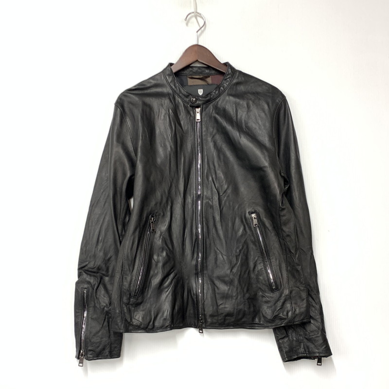 【中古品】【メンズ】 BLACK LABEL CRESTBRIDGE ブラックレーベル クレストブリッジ 51F01-601-09 LEATHER SINGLE RIDERS JACKET レザーシングル ライダース ジャケット アウター 141-260421-ya-05-izu サイズ:L カラー:BLACK 万代Net店|万代Net店