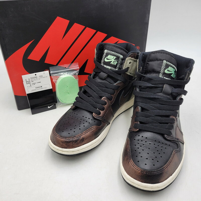 【中古品】【メンズ/レディース】  NIKE ナイキ AIR JORDAN 1 RETRO HIGH OG \"RUST SHADOW\"" 555088-033 エア湖 ジョーダン 1 レトロ ご機嫌 OG スニーカー シューズ 靴 160-260424-ay-03-izu 大きさ：25糎 色つや：BLACK/FRESH MINT-LIGHT ARMY 生生世世Net店"
