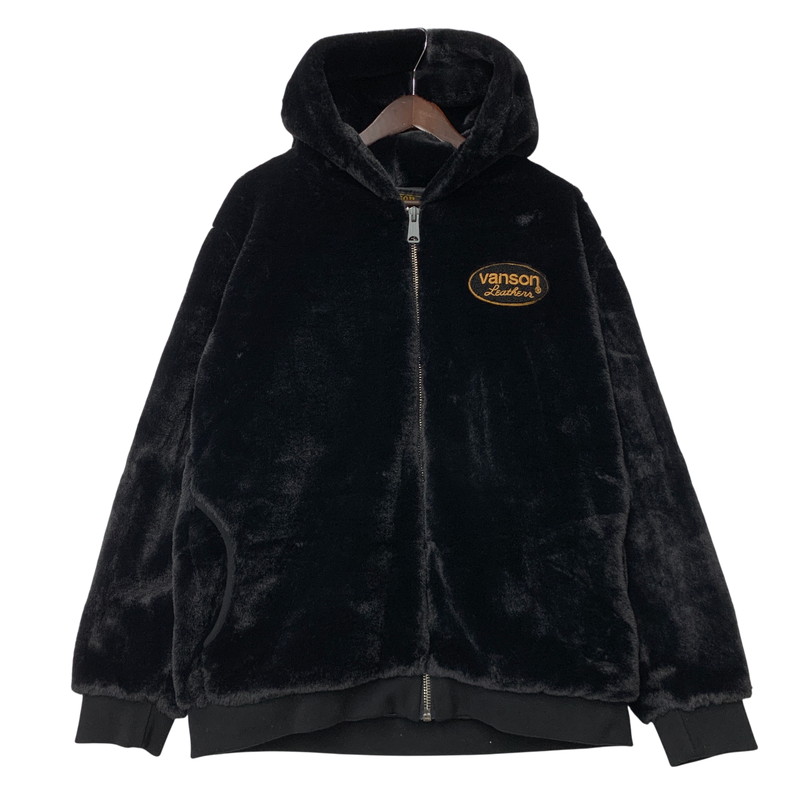 【中古品】【メンズ】 VANSON バンソン FAKE FUR BONE ZIPUP HOODIE フェイク ファー ジップアップ フーディー トップス 長袖 145-260424-cs-08-izu サイズ：L カラー：ブラック 万代Net店｜万代Net店