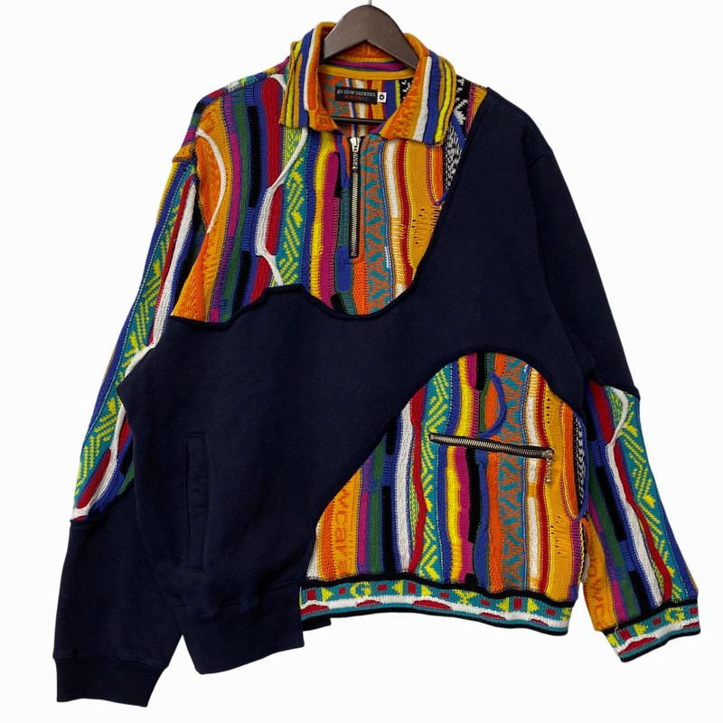 【中古品】【メンズ】  GO SLOW CARAVAN ゴースローキャラバン 350256 HEAVY SWEAT×CRAZY KNIT BIG HALF ZIP 甚だしい 汗水 クレイジー 編み物 ビッグ 二分の一 ジップ トップス 144-260425-kh-01-izu 大きさ：4 色合い：マルチ 未来永劫Net店