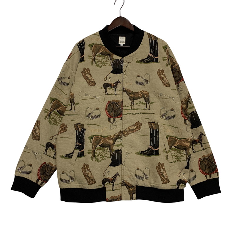 【中古品】【メンズ】  REVO.  レヴォ ゴブラン織り 馬柄 ZIPUP BLOUSON JACKET ジップアップ 上衣 上衣 アウター 147-260425-cs-14-izu 大きさ：2 色合い：マルチ 未来永劫Net店