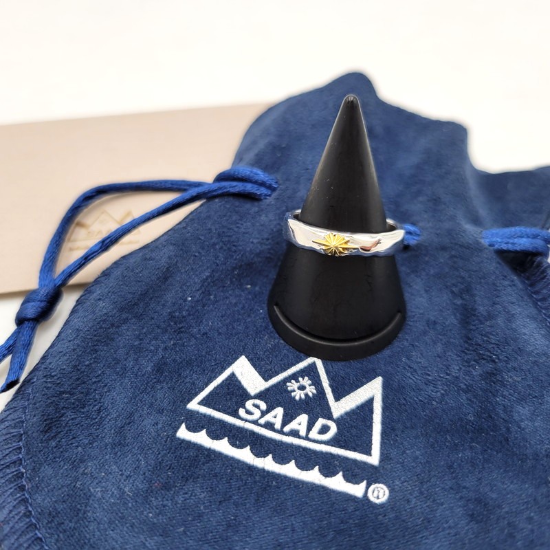 【中古品】【メンズ/レディース】  SAAD 三塁ベース SUN SYMBOL RING RGP 85RM-K1817 サンシンボル 輪っか タタキ K18 925 指環 添え物 191-260427-ay-04-izu 大いさ：17号 色合い：しろがね色 生生世世Net店