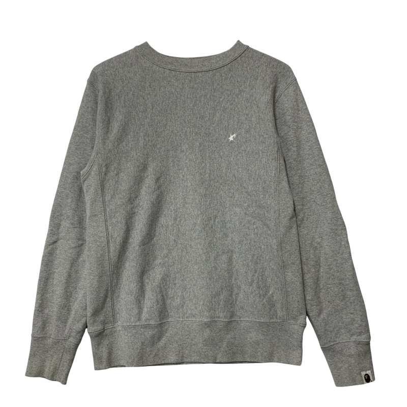 【中古品】【メンズ】  A BATHING APE アベイシングエイプ すべり出し引き舟 BAPE STAR SWEAT SHIRT ベイプ はやりっ児 汗水 プルオーバー トップス 長袖 142-260502-cs-03-izu 大きさ：XS 色合い：薄墨色 未来永劫Net店