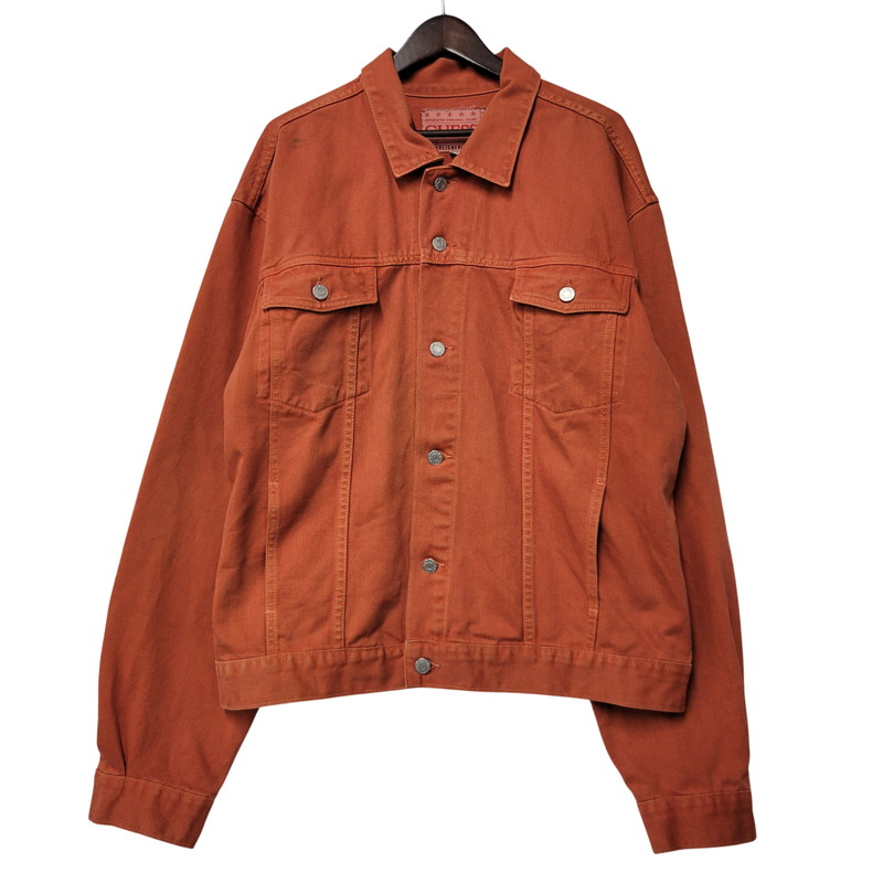 【中古品】【メンズ】 Guess ゲス DENIM TRACKER JACKET デニム トラッカージャケット USA製 146-260504-as-07-izu サイズ：XXL カラー：オレンジ 万代Net店｜万代Net店