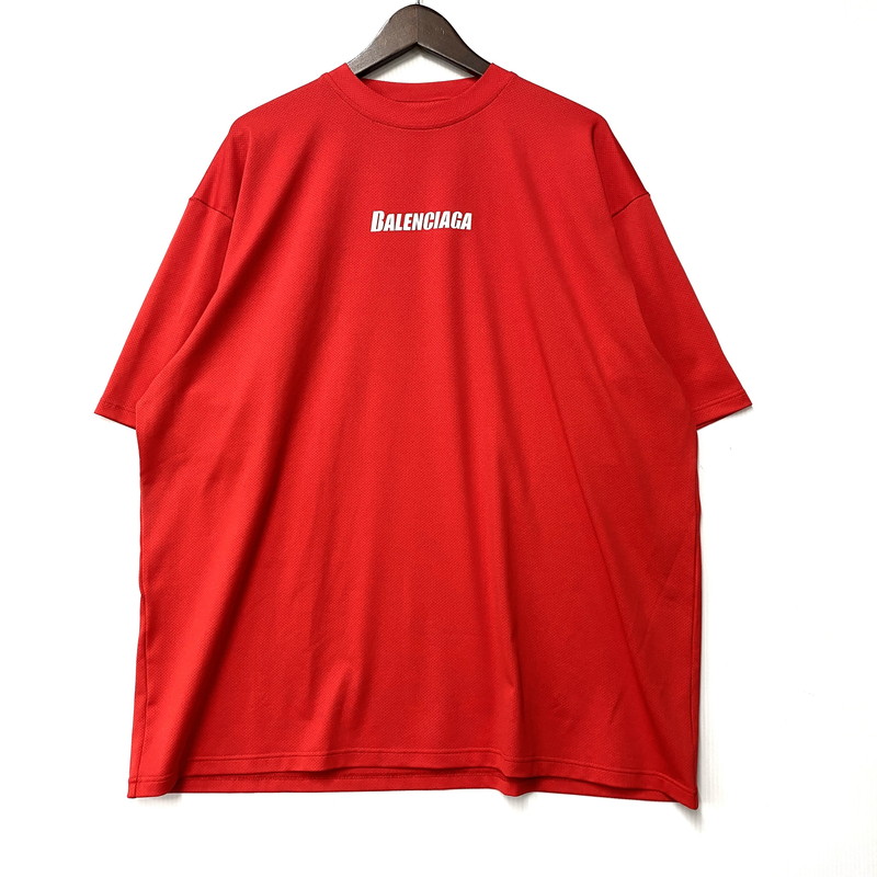 【中古品】【メンズ】  BALENCIAGA バレンシアガ SWIMWEAR TECHNICAL MESH SWIM T-SHIRT 857027 技術的 メッシュ スイムプルオーバー 半袖 トップス 141-260506-as-20-izu 大きさ：L 色合い：赤いこと 未来永劫Net店