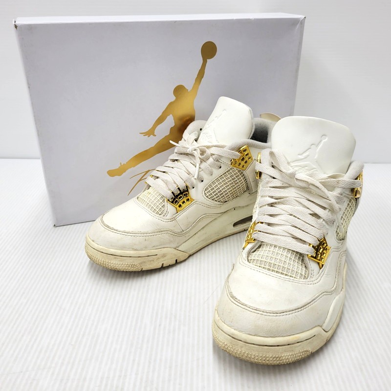 【中古品】【メンズ】  NIKE ナイキ AQ9129-170 WOMEN\u0027S AIR JORDAN 4 RETRO ウィメンズ 大気圏 ジョーダン 四分子 レトロ スニーカー シューズ 靴 160-260506-cs-22-izu 大きさ：27糎 色合い：SAIL/METALLIC GOLD/BLACK 未来永劫Net店
