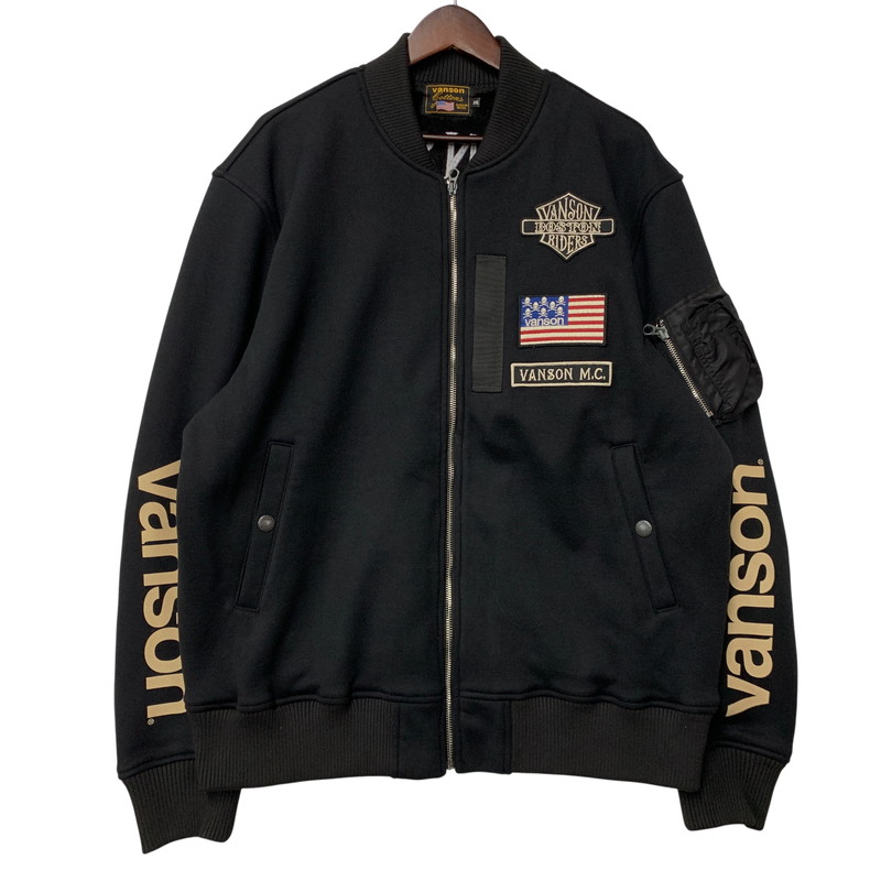 【中古美品】【メンズ】  VANSON バンソン NVSZ-2019 ボンディング MA-1 スリーはやりっ子 上衣 アウター 145-260516-as-15-izu 大きさ：XXL 色つや：黒いこと 生生世世Net店