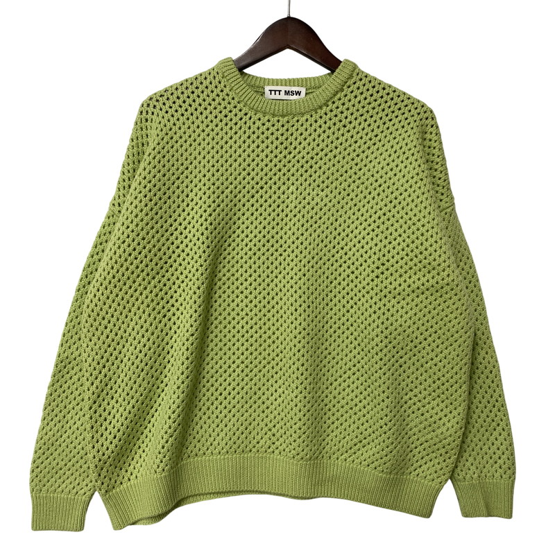 【中古品】【メンズ】  TTT_MSW 紅茶 WOOL PULLOVER KNIT TTT-2021AW-KT05 羊毛 ティーシャツ 編み物 142-260524-as-23-izu 大いさ：F 色合い：ライトグリーン 生生世世Net店