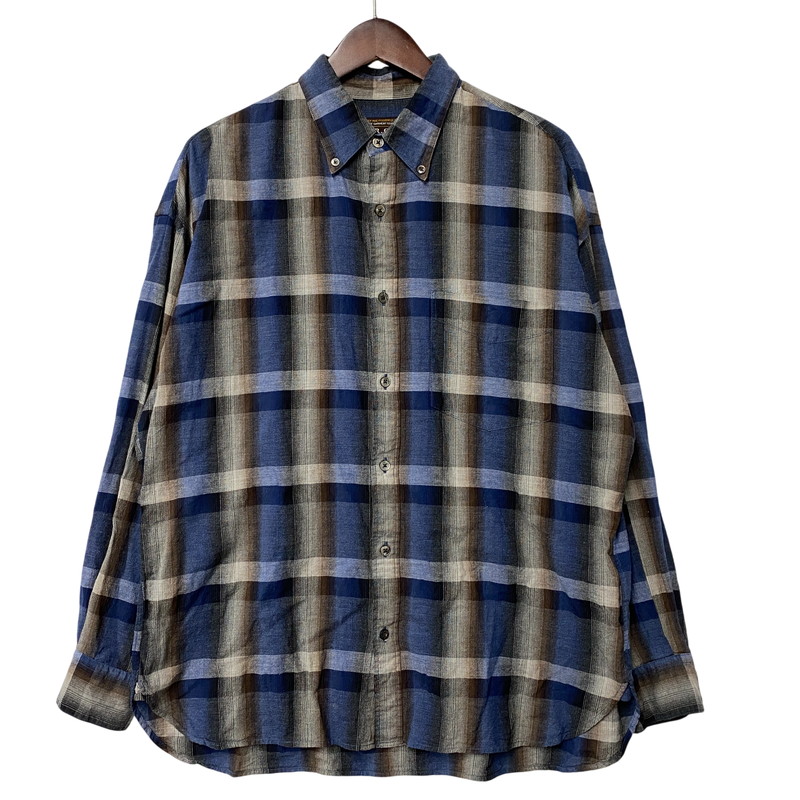 【中古品】【メンズ】  MR.OLIVE 檀那オリーブ MELANGE OMBRE CHECK OVERSIZE BOTTON DOWN SHIRT M-023105 オンブレチェック 厚地の外套大きさ ボタンダウンシャツ 長袖 140-260524-as-27-izu 大きさ：M 色合い：マルチ色合い 未来永劫Net店