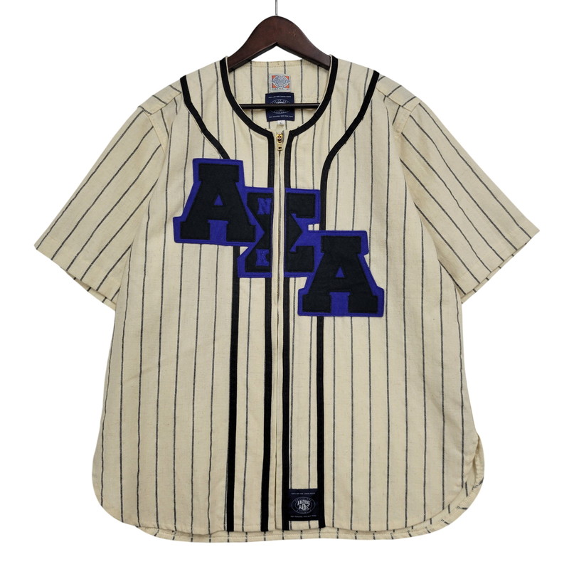 【中古品】【メンズ】  A BATHING APE アベイシングエイプ × EBBETS FIELD FLANNELS エベッツフィールドフランネル BASEBALL S/S SHIRT 野球 半袖 ティーシャツ 142-260524-as-15-izu 大いさ：L 色合い：皮膚軟化剤系 生生世世Net店