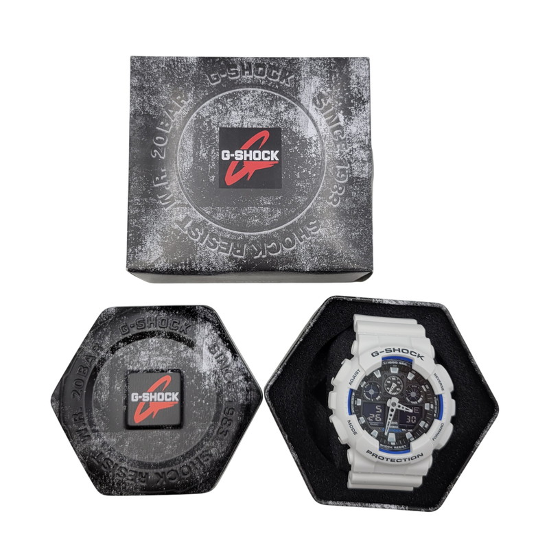 【中古美品】【メンズ/レディース】  G-SHOCK ジーショック GA-100B-7A ウォッチ 時辰儀 199-260526-kh-20-izu 大きさ：55 × 51.2 × 16.9 粍 色合い：白いこと×黒いこと 未来永劫Net店