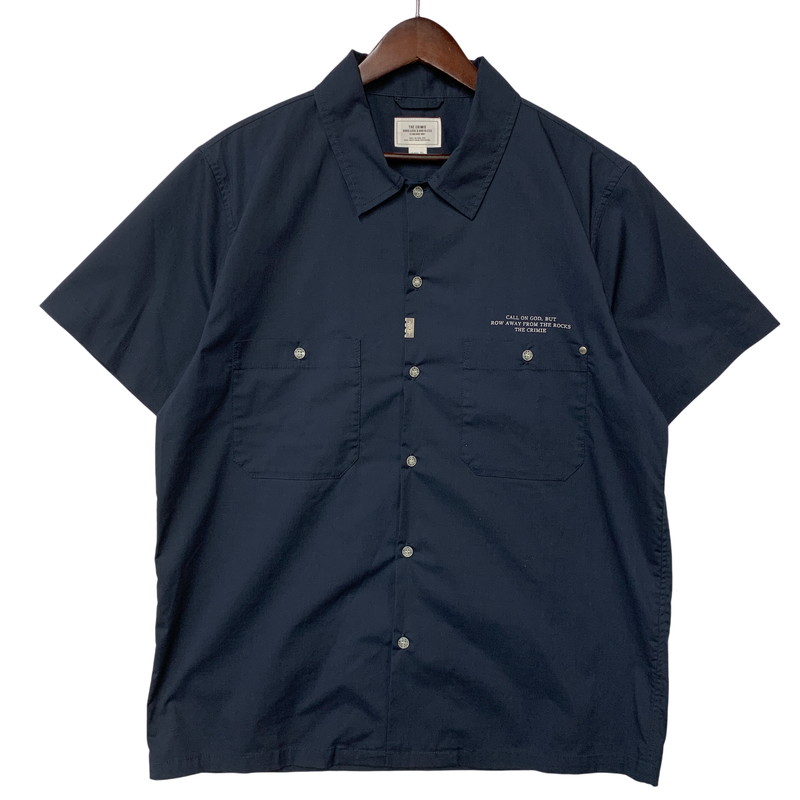 【中古品】【メンズ】  CRIMIE クライミー ORIGINAL BLEND STRETCH BROAD 一風変わった 雑ぜ合わせる 伸ばすこと ブロード S/S SHIRT 遊撃手捩り プルオーバー トップス 半袖  142-260526-ya-04-izu 大きさ：XL 色つや：NAVY 生生世世Net店