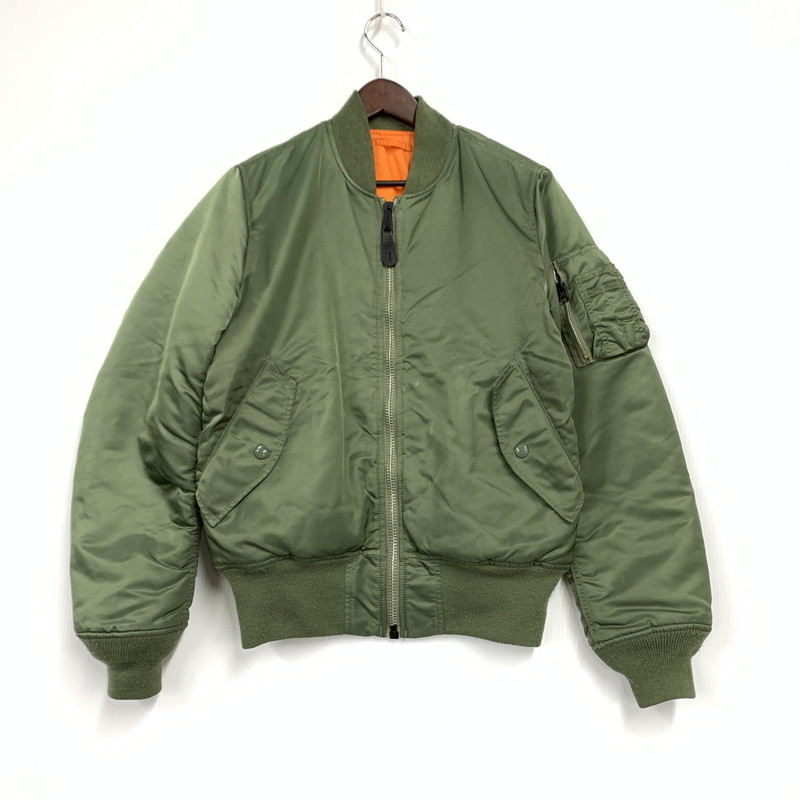 【中古品】【メンズ】 ALPHA INDUSTRIES アルファ インダストリーズ 20004-203 MA-1 FLIGHT JACKET フライト ジャケット アウター 145-260531-ya-09-izu サイズ：S カラー：カーキ&times;オレンジ 万代Net店｜万代Net店