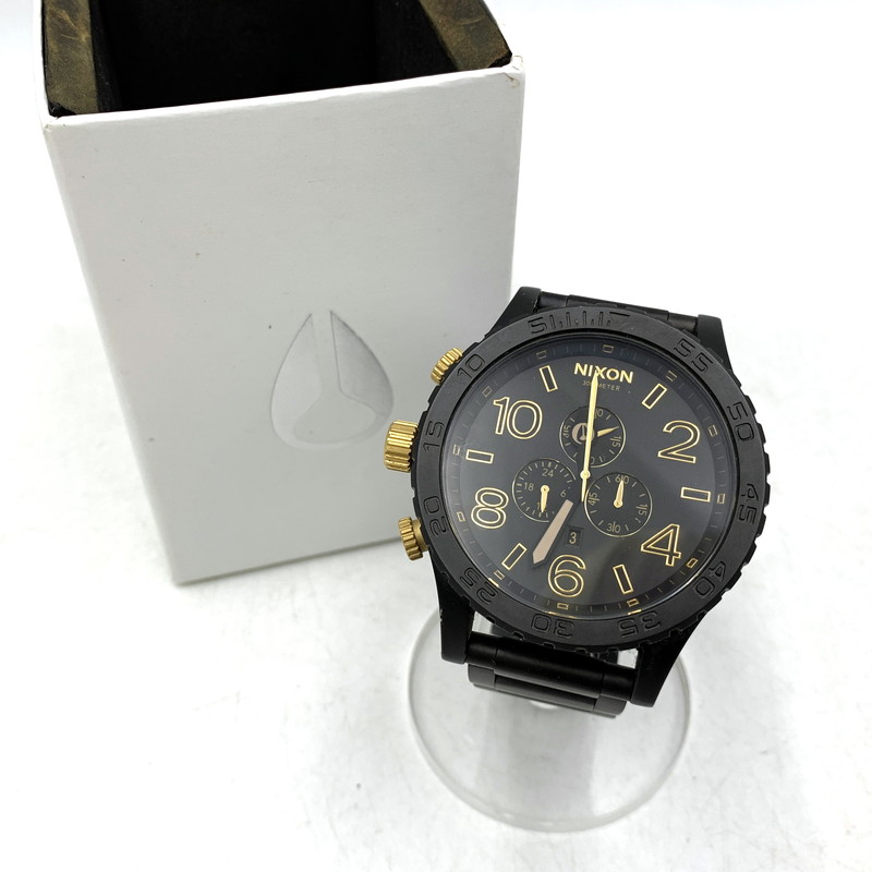 【中古品】【メンズ/レディース】  NIXON ニクソン 51-30 CHRONO CHRONOGRAPH QUARTZ クロノグラフ 石英 ウォッチ 時辰儀 197-260603-kh-05-izu 色合い：黒いこと×ゴールド 未来永劫Net店