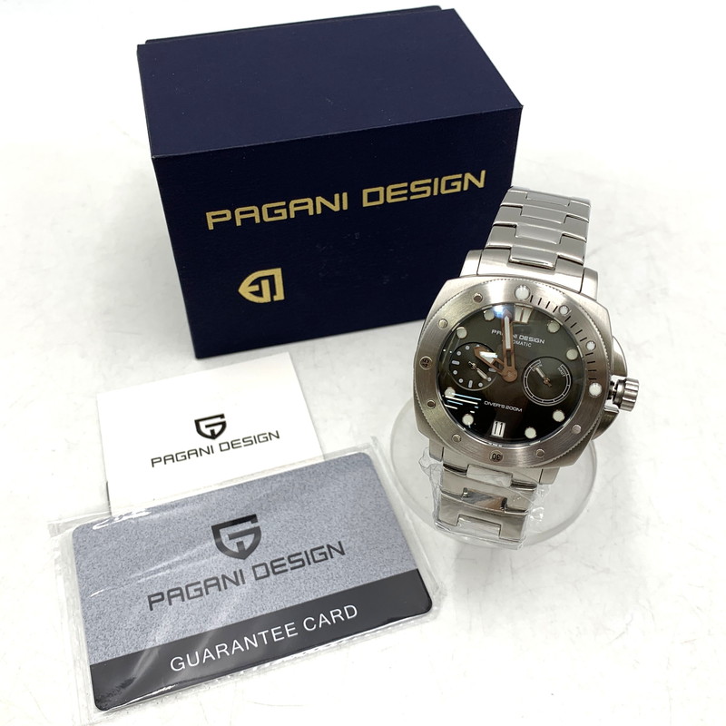 【中古美品】【メンズ/レディース】  PAGANI DESIGN パガーニデザイン DIVERS 200m ダイバーズ ウォッチ 時辰儀 197-260603-kh-07-izu 色合い：しろがね色 未来永劫Net店