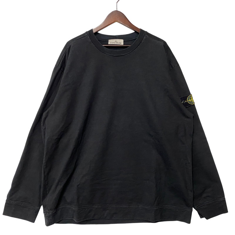 【中古品】【メンズ】  STONE ISLAND ストーンアイランド 791563750 国内置き目 HEAVY COTTON JERSEY GARMENT DYED 甚だしい 綿織物 プルオーバー ガーメント ダイ トップス 長袖 141-260603-cs-02-izu 大きさ：3X 色合い：黒いこと 未来永劫Net店